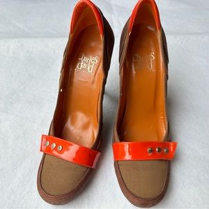 Charles David Tan & Orange Heels